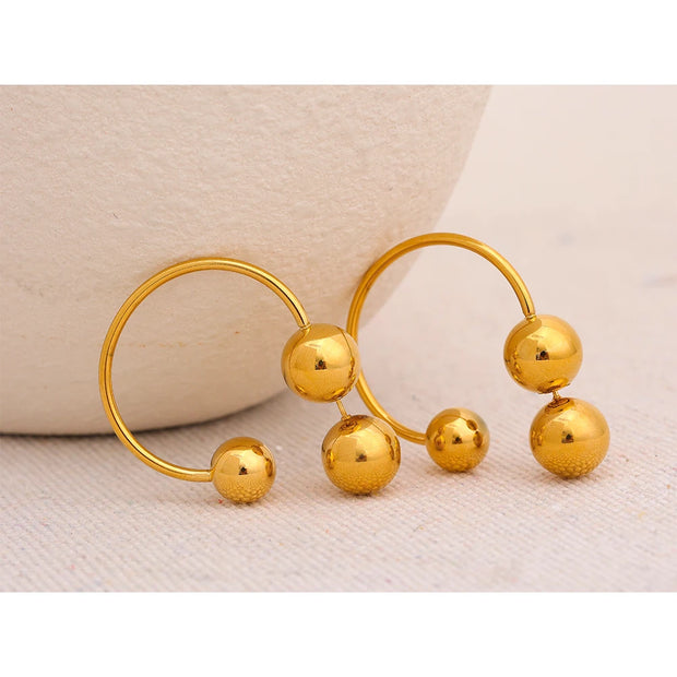 Metal Ball Temperament Hoop Earrings