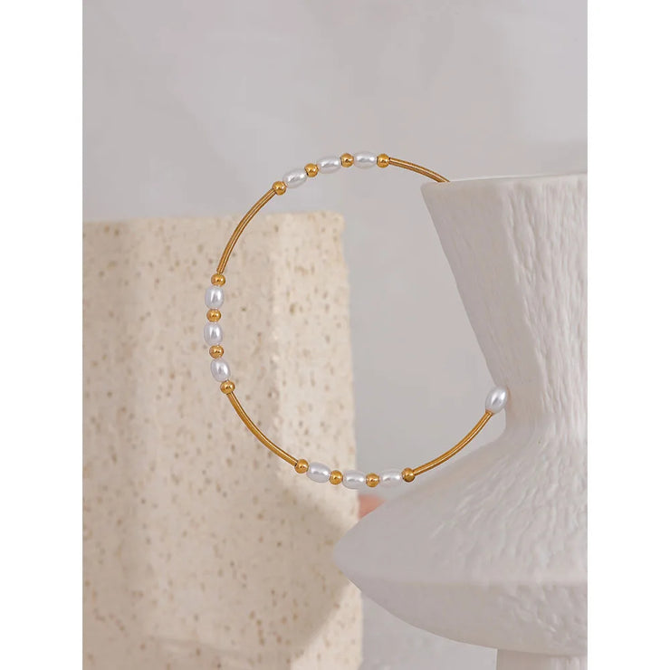 Imitation Pearl Open Bracelet