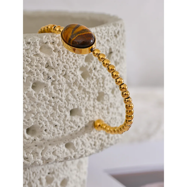 Open Tiger Stone Cuff Bracelet