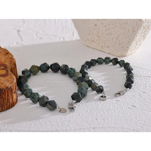 Malachite Stone Bead Bracelet