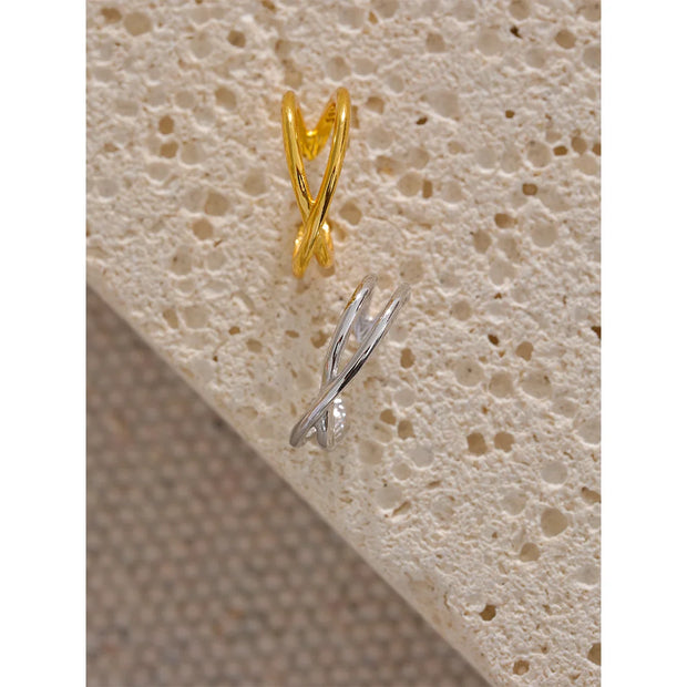 8K Gold-Plated Sterling Silver Minimalist Ear Bone Clip-On Earrings