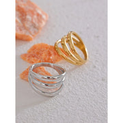 Geometric Hollow Layered Wide Ring