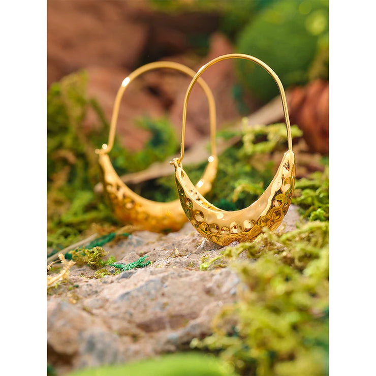 Golden Drop Hoop Earrings