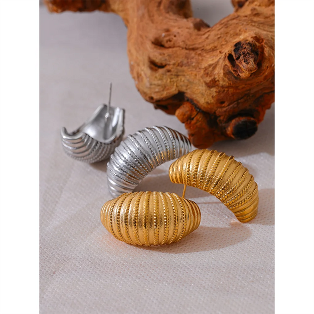 Geometric Croissant Stripe Earrings