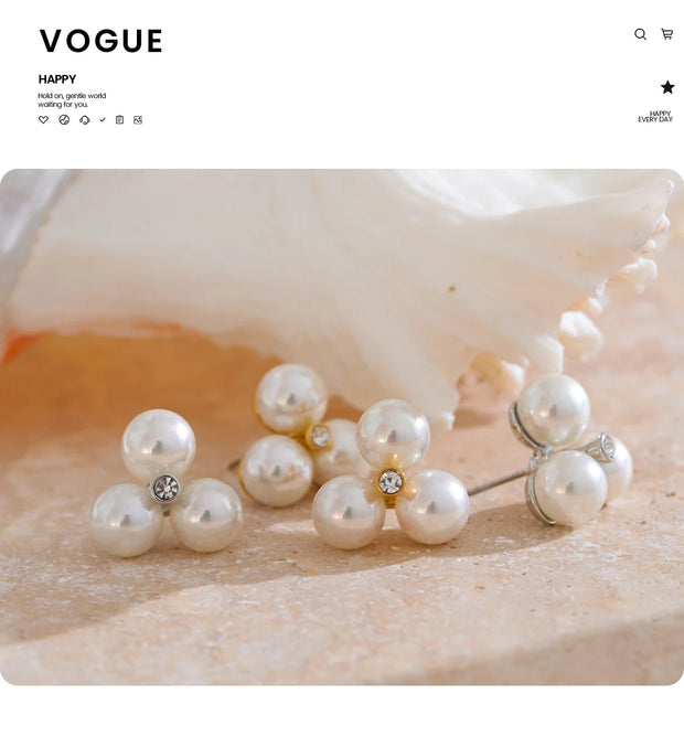 Pearl Flower Stud Earrings