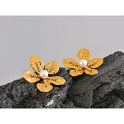 Gold Flower Stud Earrings