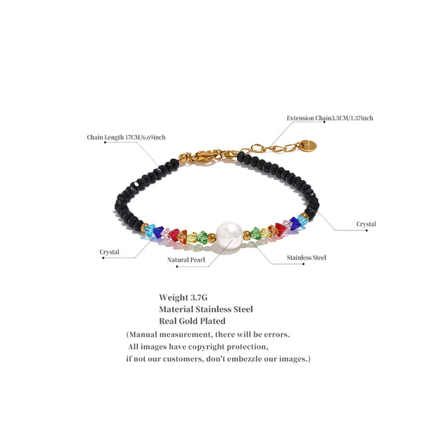 Colorful Crystal & Pearl Bead Bracelet