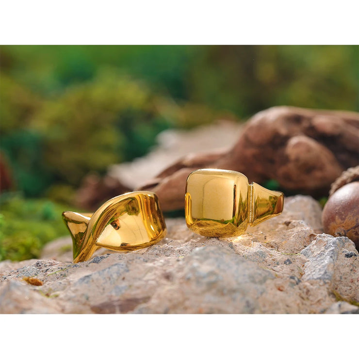 Metal Texture Gold Plated Rings