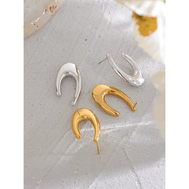 Stainless Steel Golden Stud Earrings