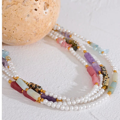 Elegant Pearl & Stone Necklace