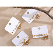 Geometric Square Stud Hoop Earrings Set