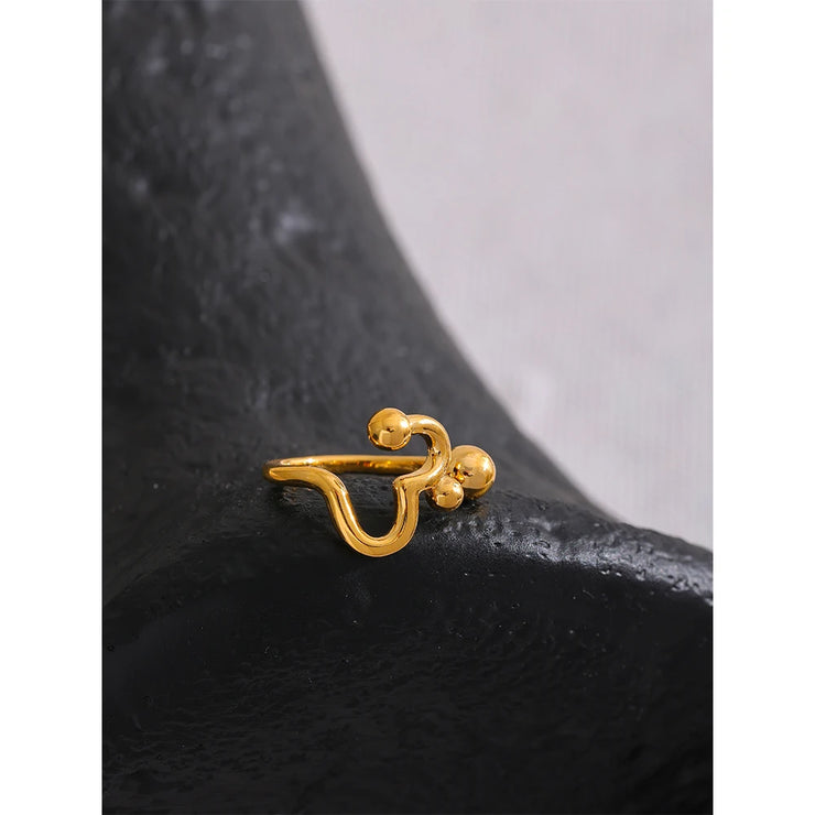 Heart Irregular Stainless Steel Open Ring