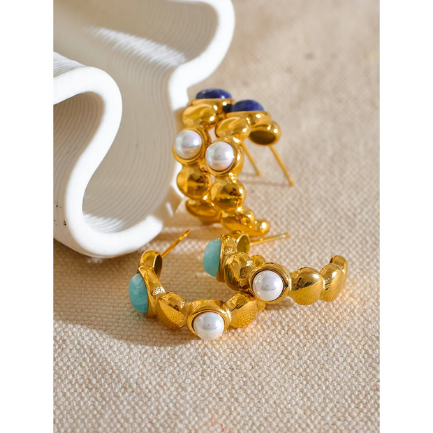 Imitation Pearl C-Shape Earrings