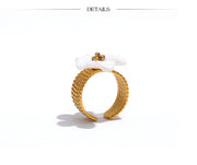 Natural Shell Flower Open Gold Color Ring