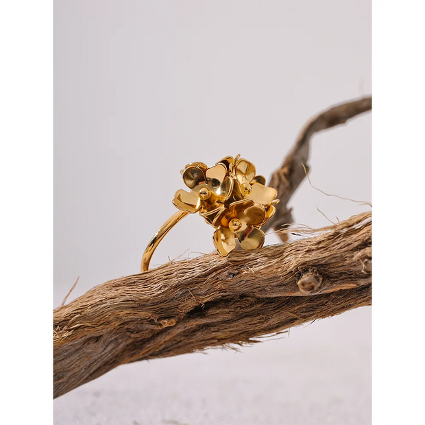 Stereoscopic Flower Metal Adjustable Ring