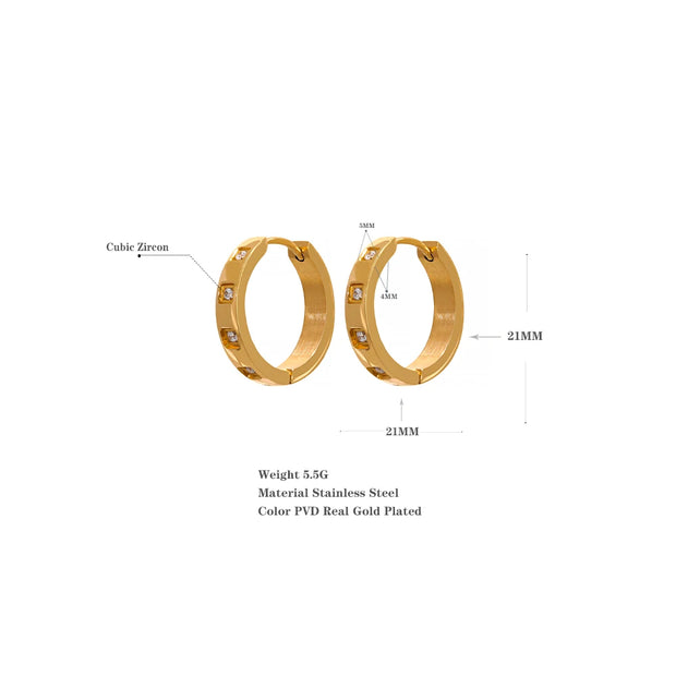 Round Zirconia Hoop Earrings