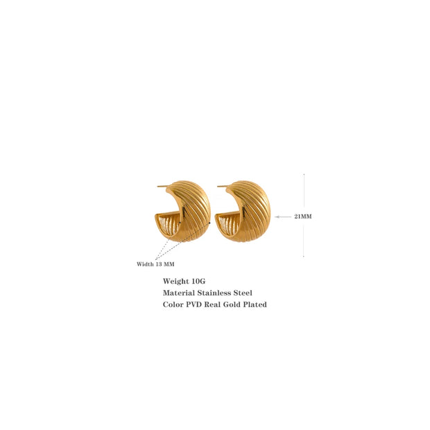 C Shape Gold Color Hoop Earrings