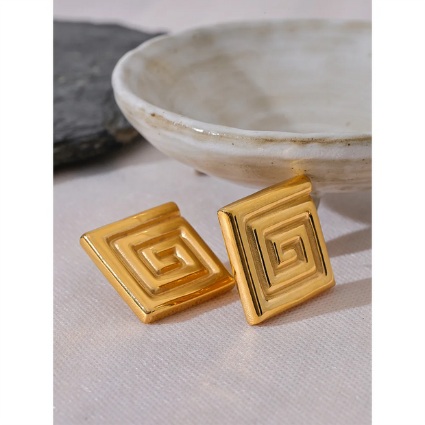 Square Metal Stud Earrings