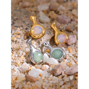 Green Aventurine Opal Stud Earrings