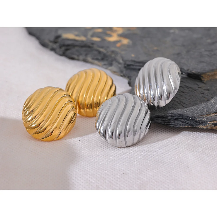 Oval Stripe Stud Earrings