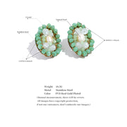 Green Pearl Crystal Stud Earrings