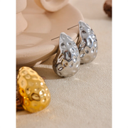 Hot Style Stainless Steel Water Drop Chunky Metal Stud Earrings Gold Color Charm Fashion Trendy Vintage Jewelry  Women Evry Jewelry