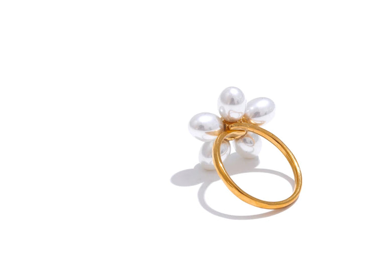 Pearl Flower Adjustable Ring