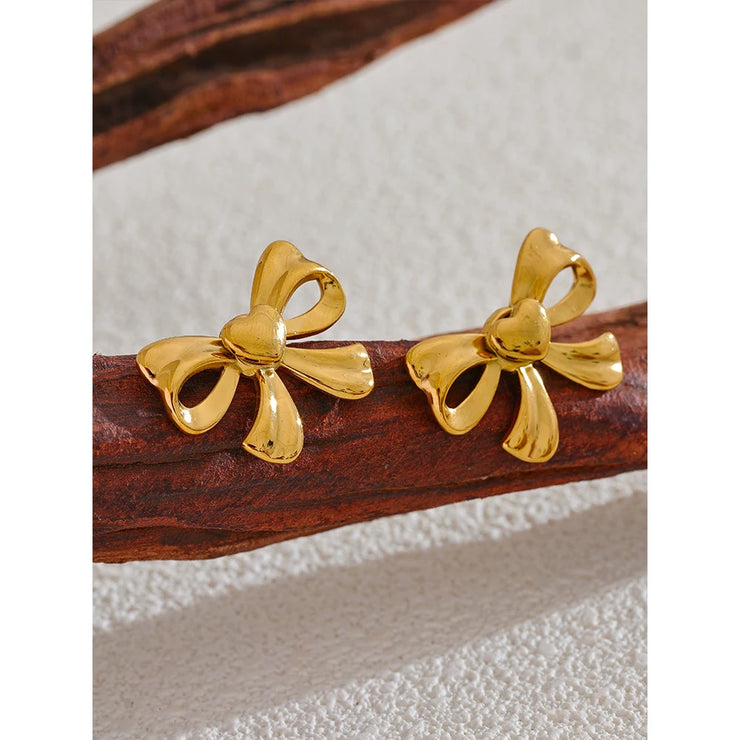 Gold Bow Knot Stud Earrings