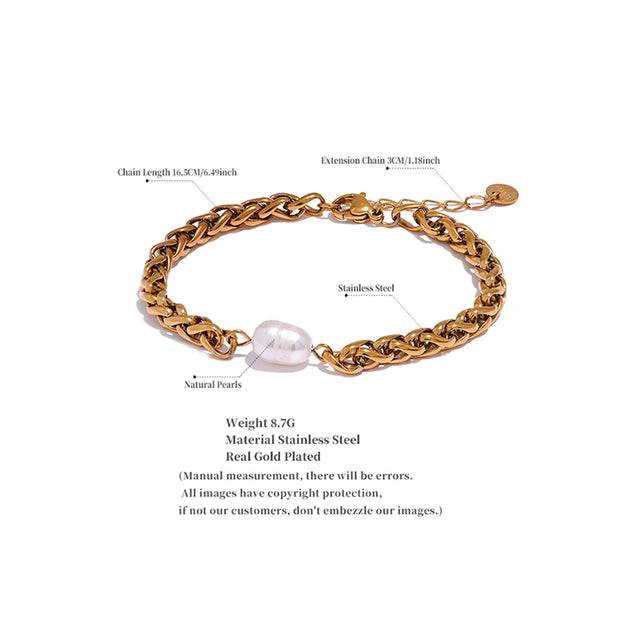 Pearl Cuban Chain Bracelet