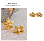 Gold Flower Stud Earrings