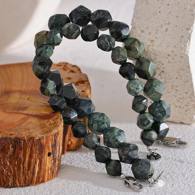 Malachite Stone Bead Bracelet