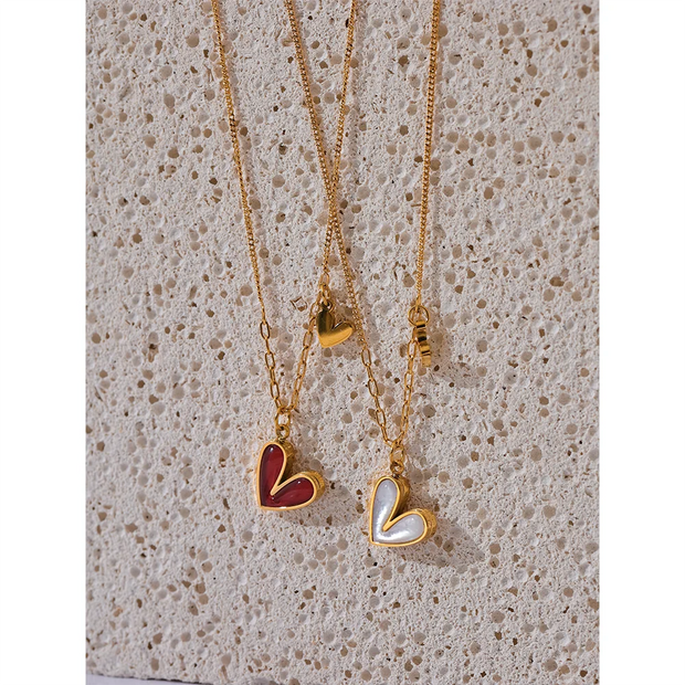 Red Shell Heart Necklace