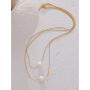 Double Layer Pearl Chain Necklace