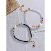 Colorful Crystal & Pearl Bead Bracelet