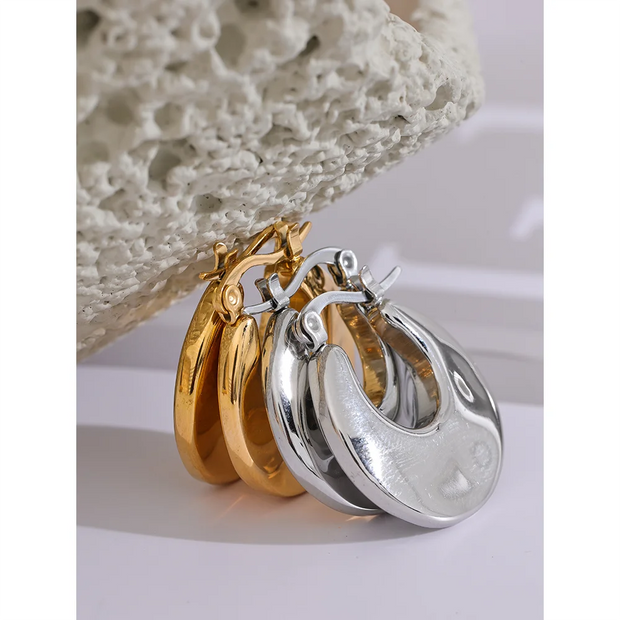 Round Hollow Hoop Earrings