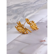 Gold Zircon Flower Stud Earrings