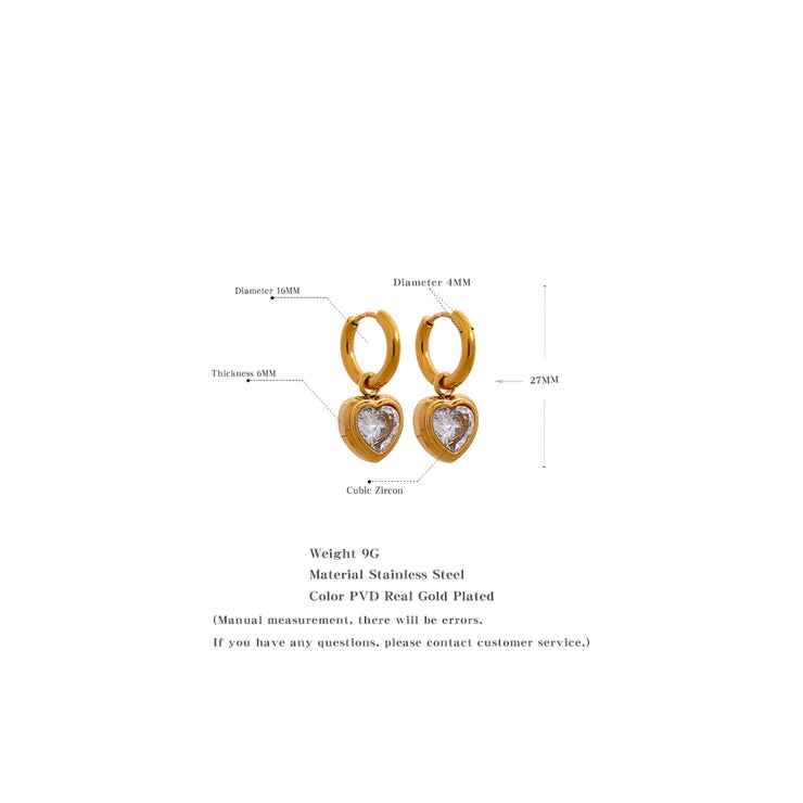 Zirconia Heart Hoop Earrings