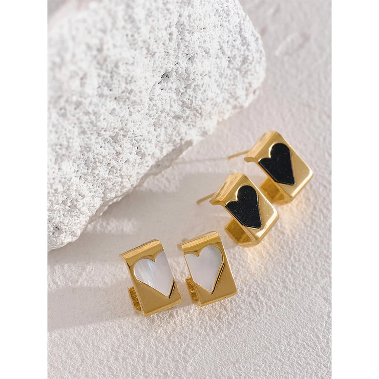 Golden Shell Heart Studs