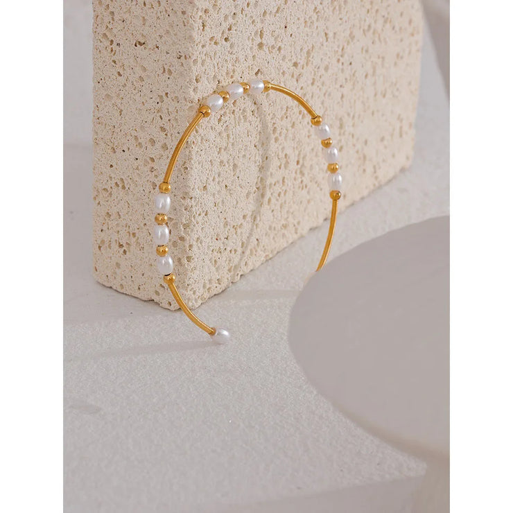 Imitation Pearl Open Bracelet