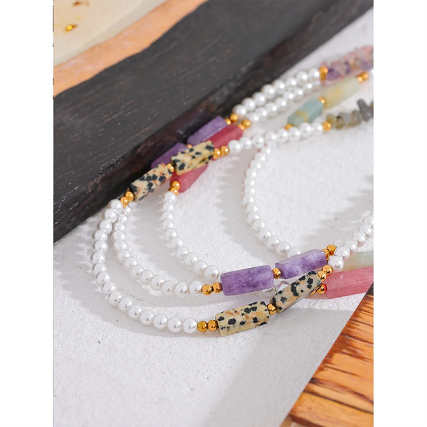 Elegant Pearl & Stone Necklace