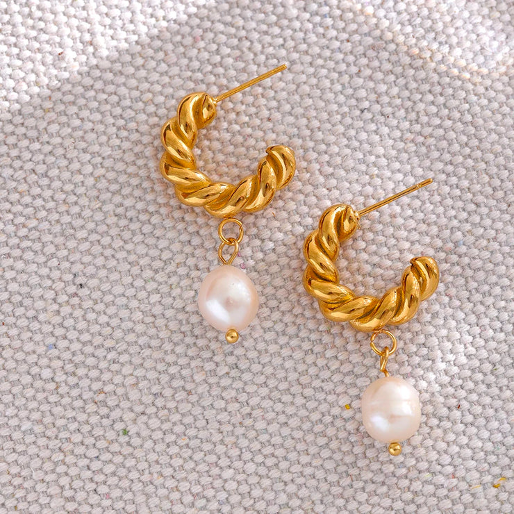 Twisted Pearl Drop Earrings