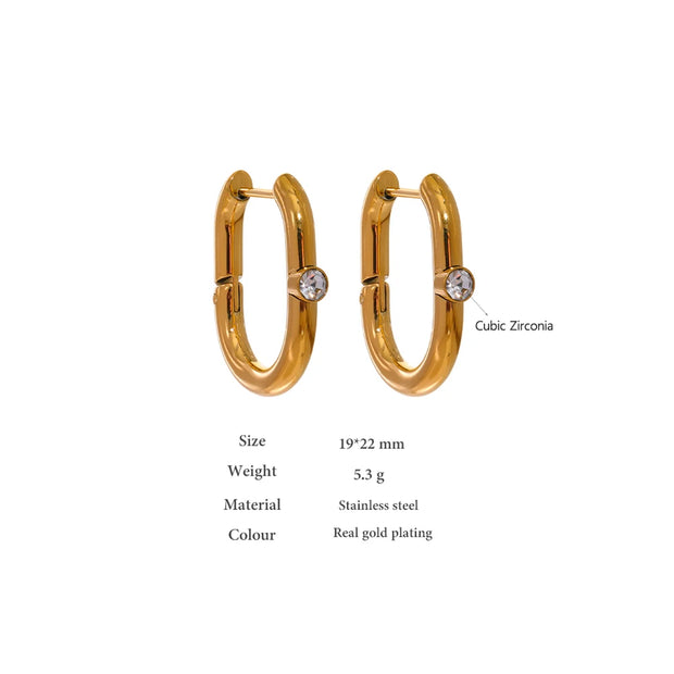 Geometric Zirconia Huggie Earrings