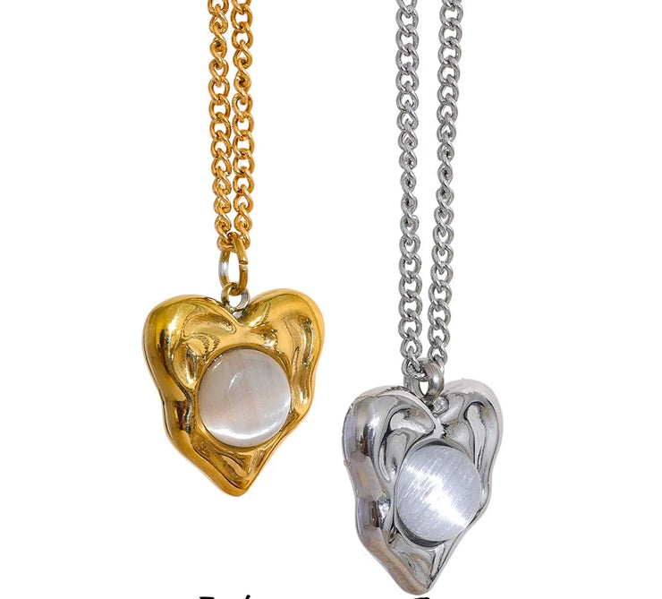 Heart Cat Eye Necklace