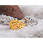 Stylish Design Stainless Steel Metal Leaf Leaves Open Ring Rust Proof Individualistic