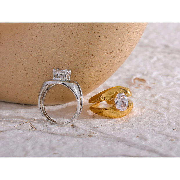 Delicate Bling Cubic Zirconia Geometric Fashion Ring