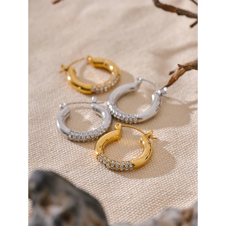 High-Quality Round Zirconia Hoop Earrings