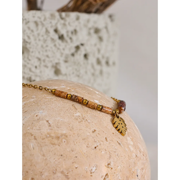 Natural Stone Leaf Bracelet