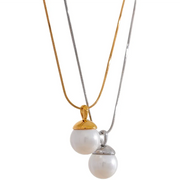 Shell Pearl Pendant Necklace Gold Jewelry