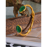 Green Stone Cuff Bracelet