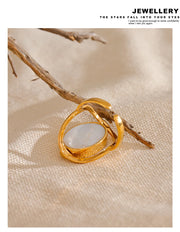 Natural Stone Shell Rotatable Open Ring